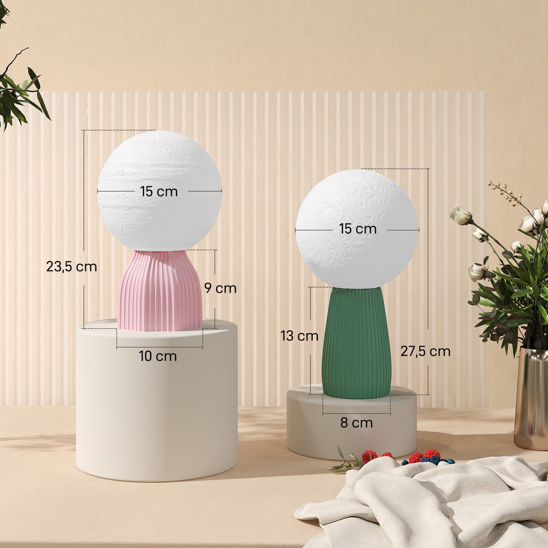 Bordlampesæt i planetarisk look, 3 farver, usb, plastik, hvid