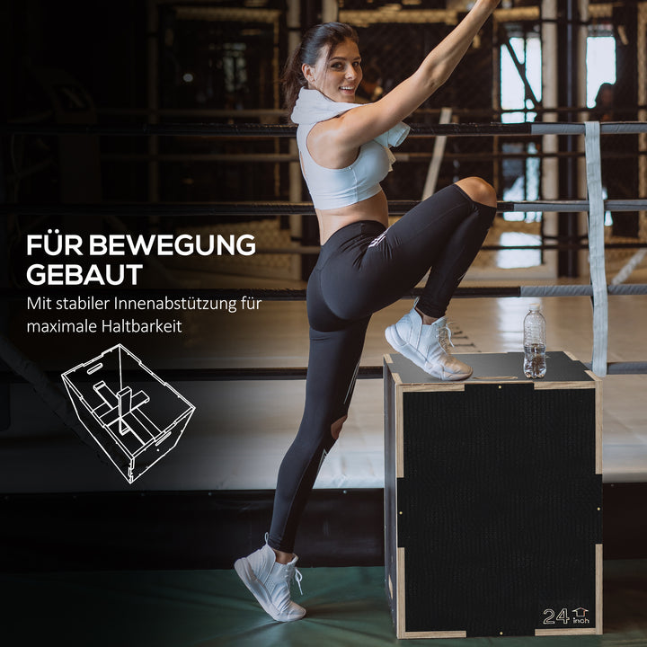 Plyo-boks/springboks, robust, 61 x 51 x 41 cm, sort, håndtag 10 x 3,5 cm, op til 120 kg