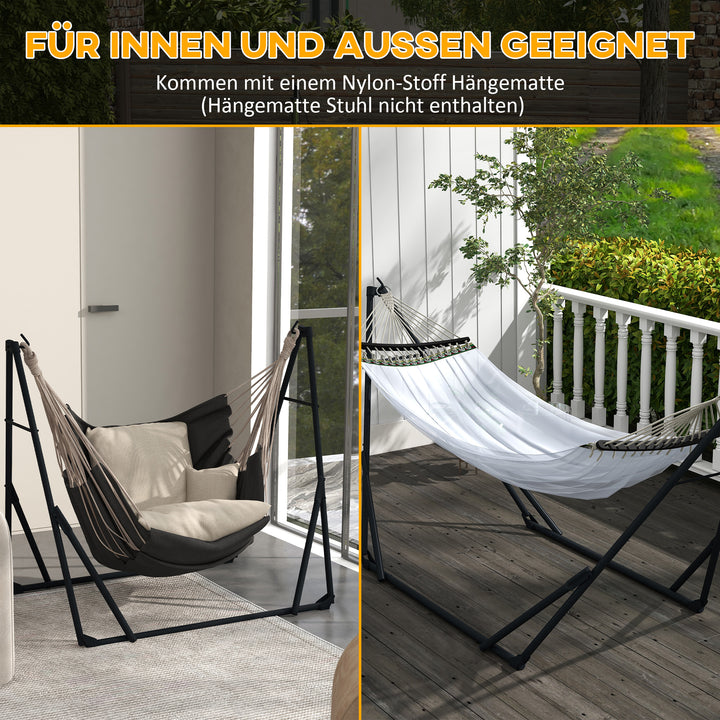 Hængekøjestativ inklusive hængekøje, 263 cm x 89 cm x 100 cm, sort + hvid
