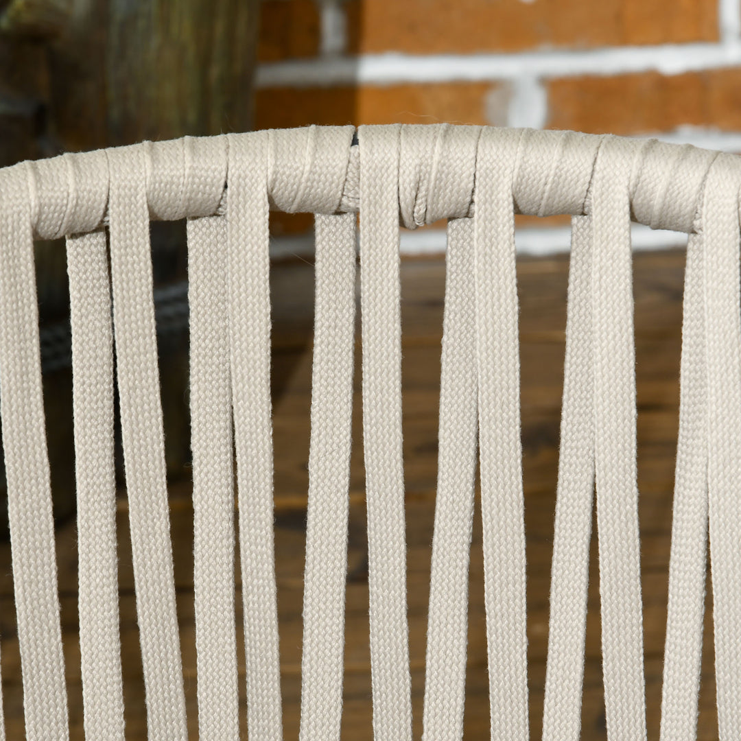 Terrassestolsæt med 2, bohemestil, komfortabel sædeskal, sædehynder, vaskbart betræk, metalstel, beige