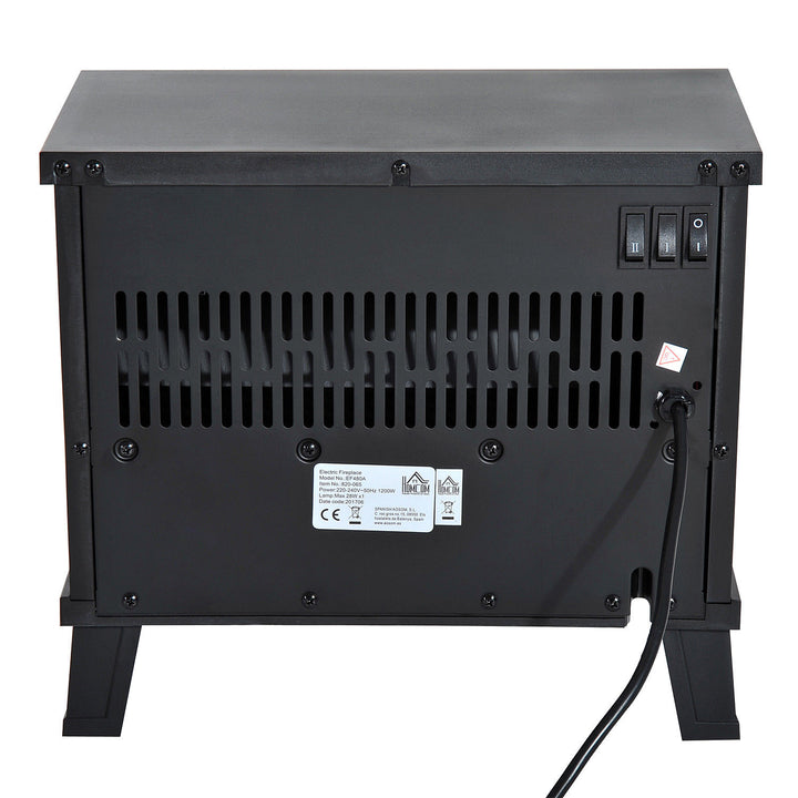 Elektrisk pejs elektrisk pejseovn fritstående pejs med flammeeffekt 600/1200w, metal, sort, 34x17x31 cm