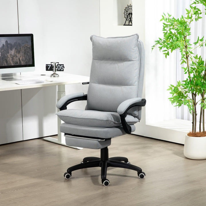 Massagekontorstol, skrivebordsstol med massagefunktion, højdejusterbar, ergonomisk drejestol, nylon, lysegrå