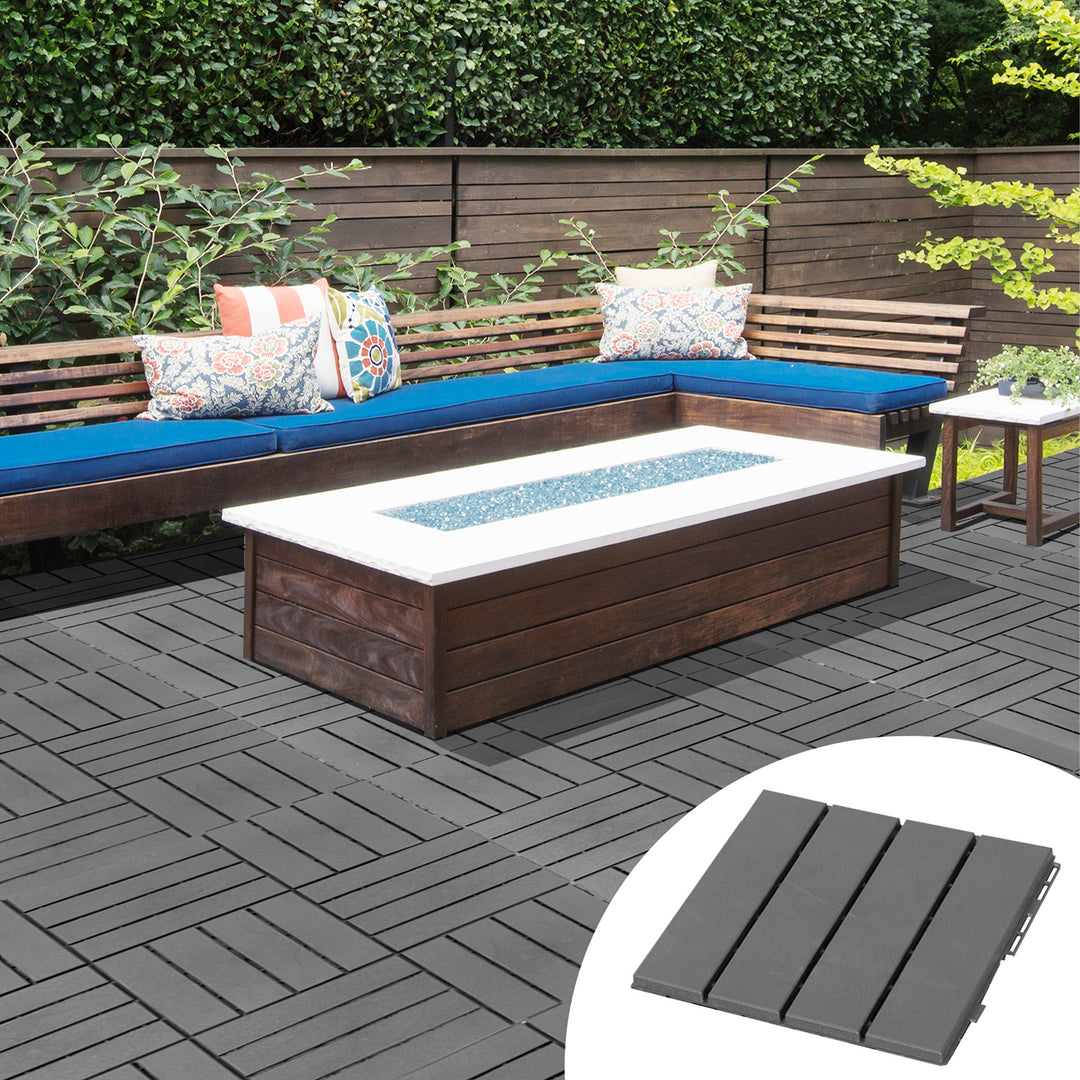 Terrassefliser 30 x 30 cm, 9 stk., 0,81 m², klikfliser, balkonfliser med kliksystem, dræningsfunktion, gulvflise til terrasse/altan, mørkegrå