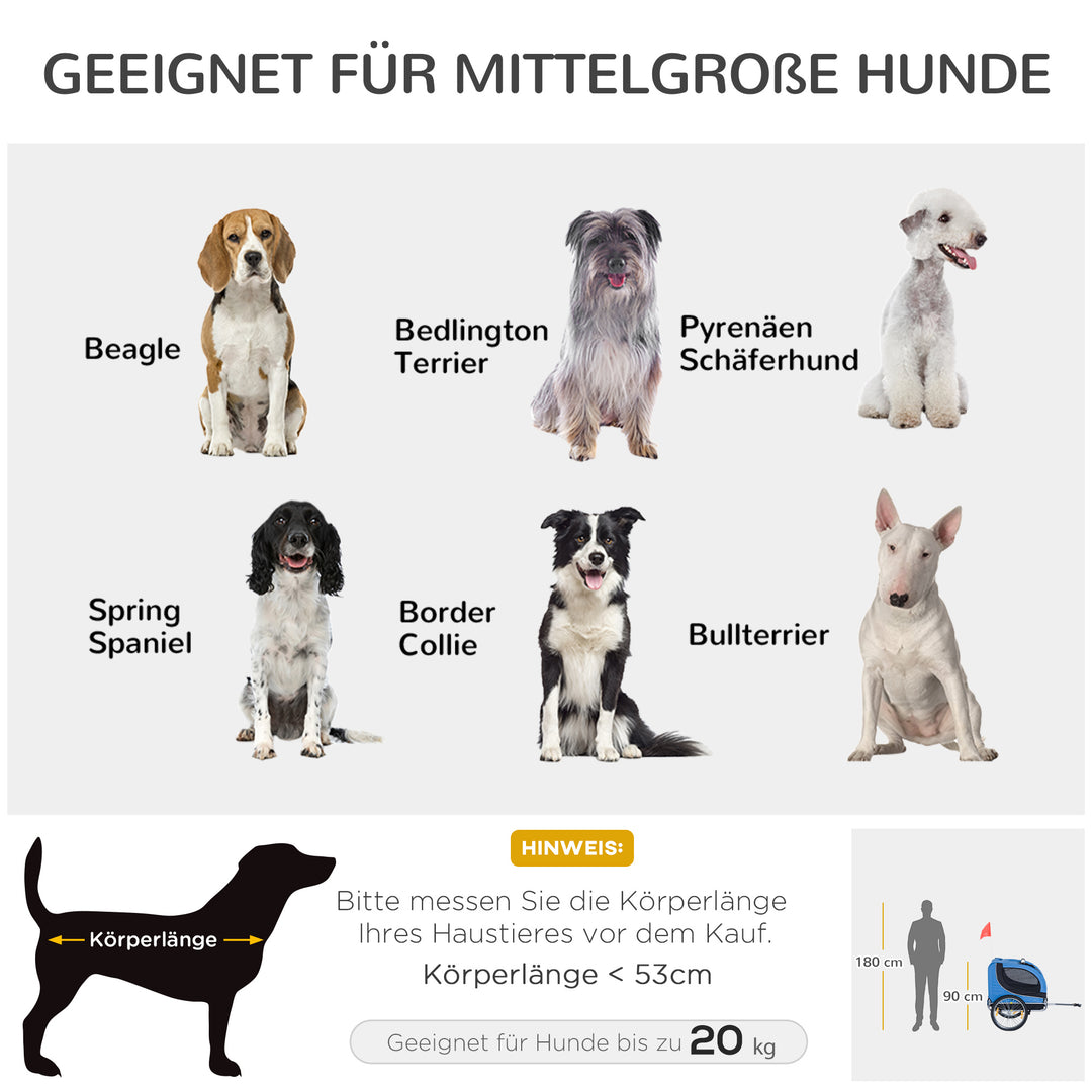 Cykeltrailer op til 20 kg, universalkobling, sikkerhedsanker, reflektor, stål, blå+sort