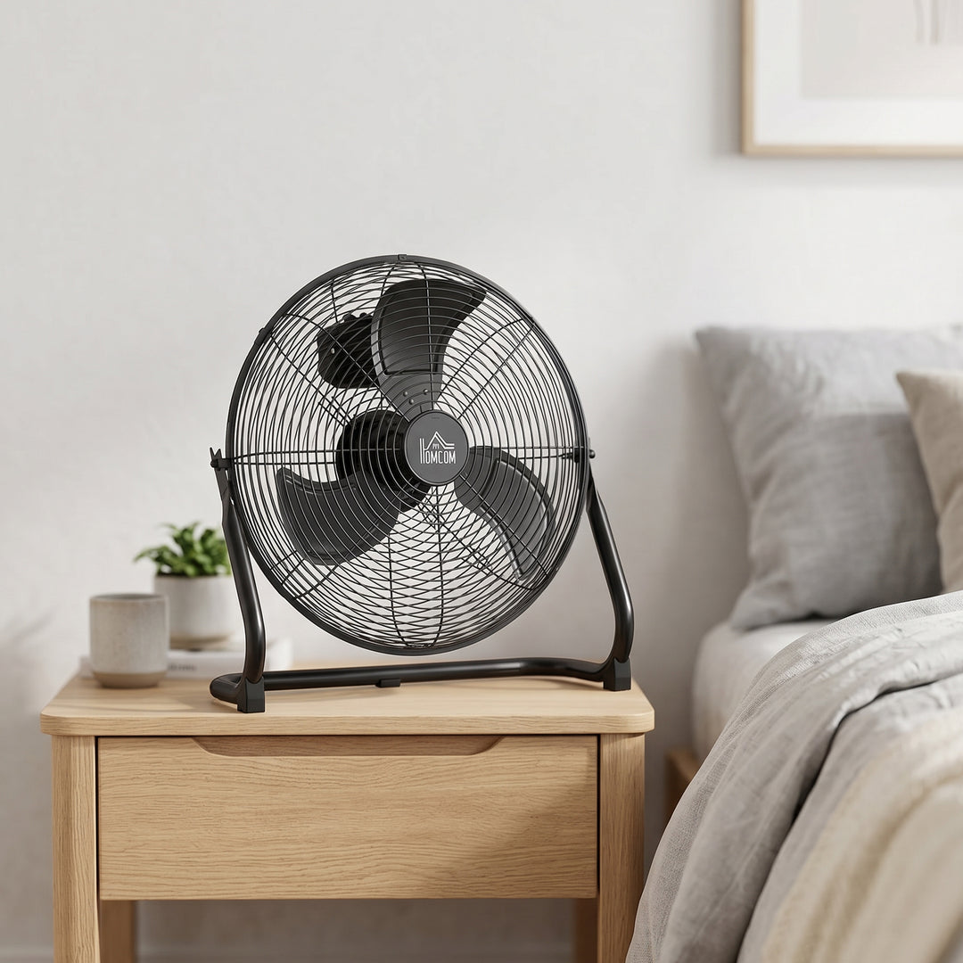 Bordventilator, klimaanlæg, 4 hastigheder, roterbar, sort
