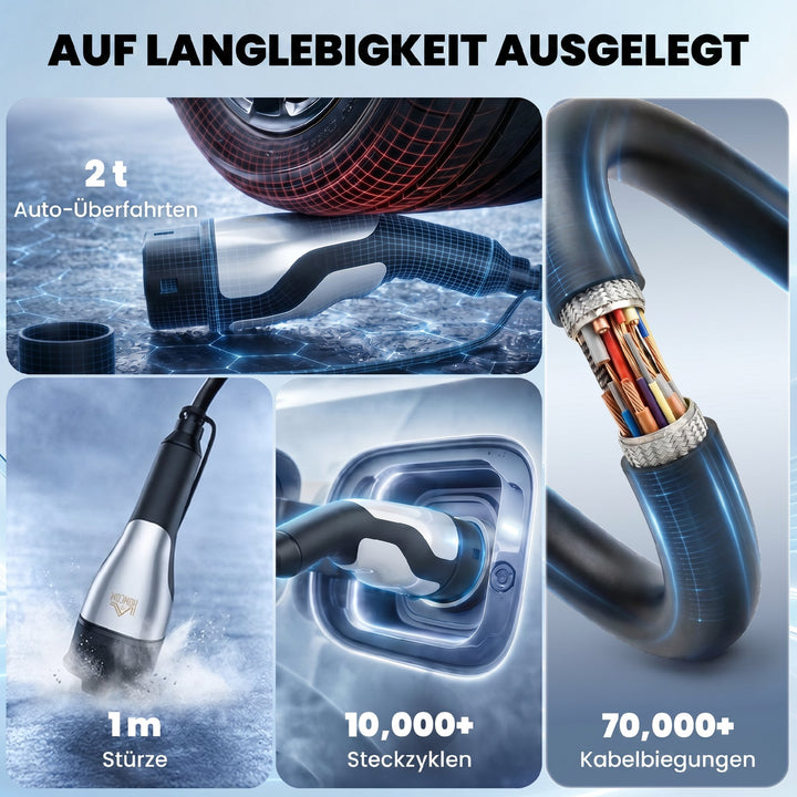 Type 2 EV-ladekabel 11 kW 16 A Mode 3, til wallbox IP65-ladestation