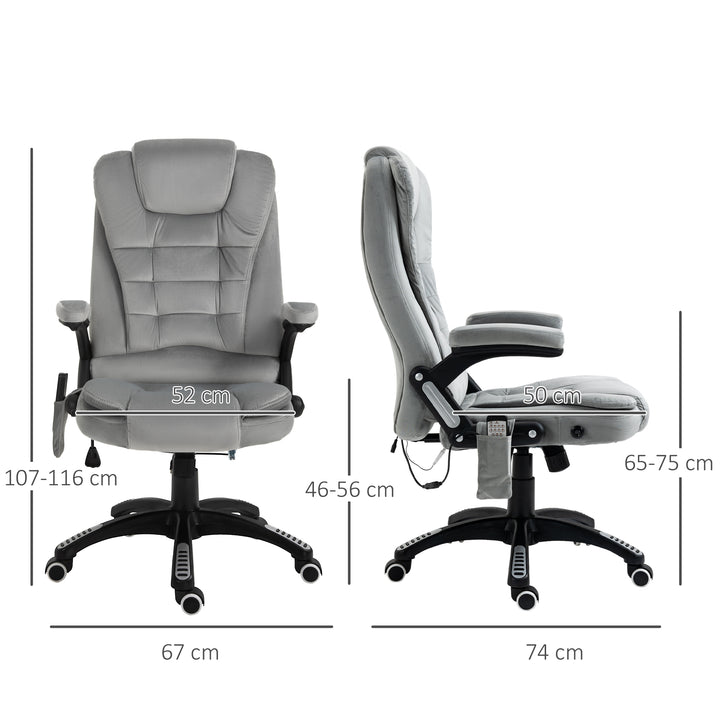 Kontorstol med vibrationsmassage, ergonomisk skrivebordsstol med varme- og lænefunktioner, højdejusterbar lederstol med fjernbetjening, sidelomme, fløjlslook, brun