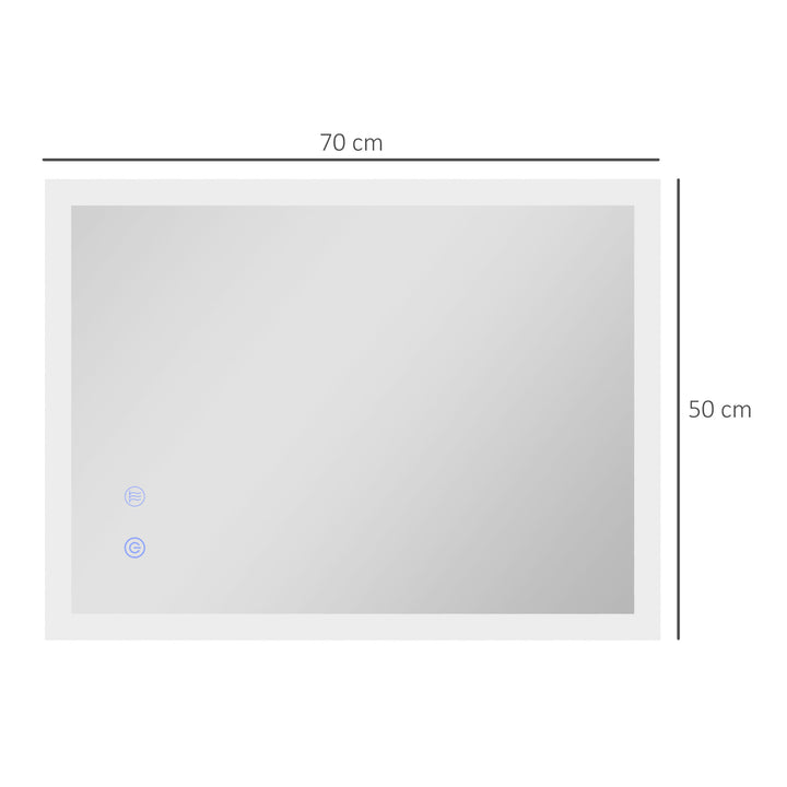Kleankin led badeværelsesspejl, baggrundsbelyst, touchfunktion, hukommelsesfunktion, dugfri, 70 x 50 cm