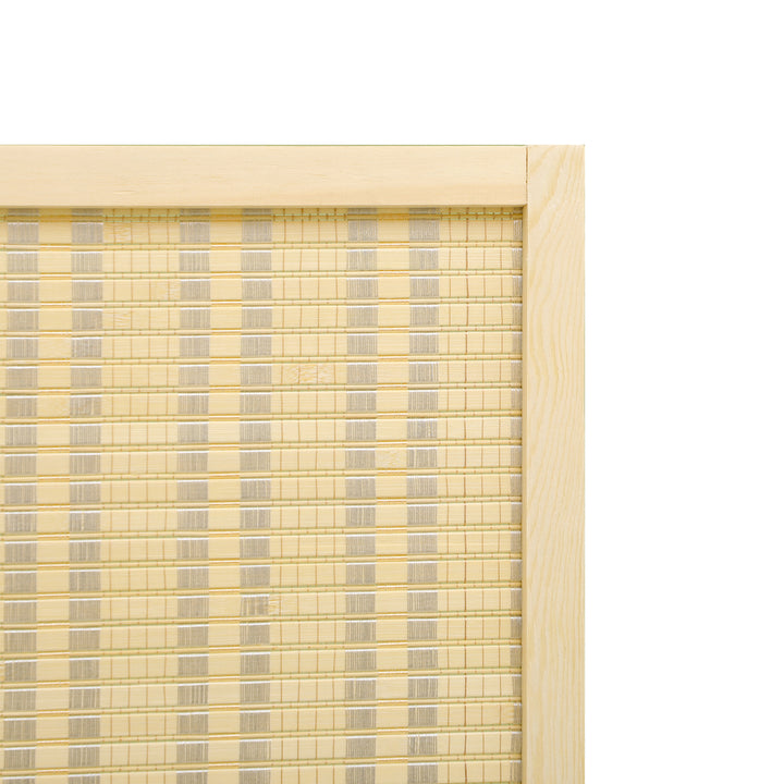 4-Panels rumdeler, 180 x 180 cm, foldbar skærm af bambus og bomuld til stue, soveværelse, natur