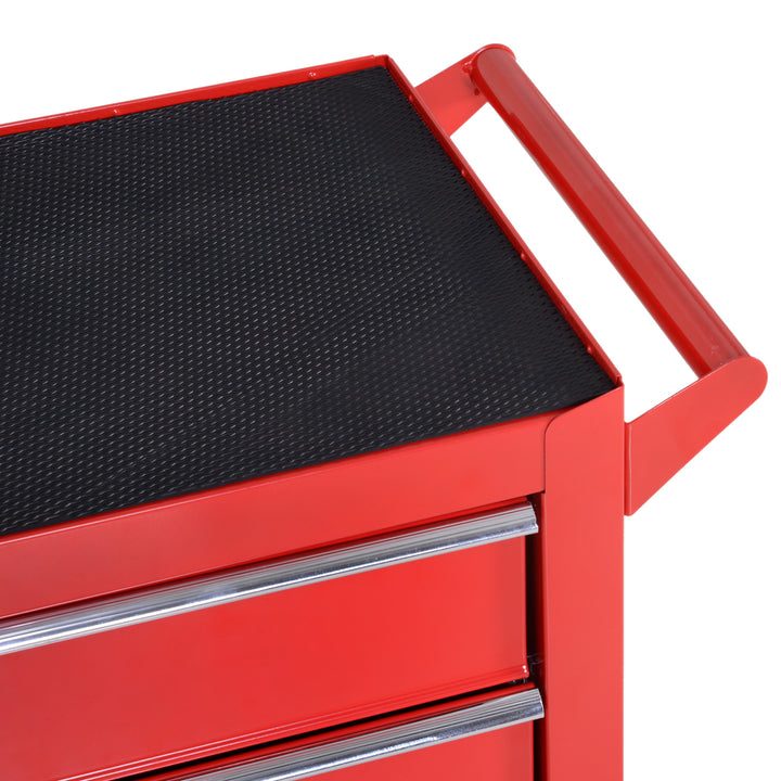 Rullende skab, værktøjsskab til garage, skur, stål, 69l x 33b x 75h cm, rød