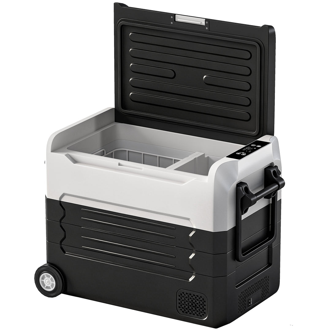 Kompressorkøler 50L -20℃-20℃ elektrisk køletaske med dobbeltzone temperaturkontrol APP LED batteribeskyttelse foldehåndtag