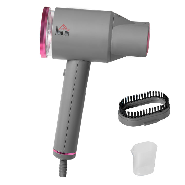 Dampstrygejern med børste, dampstrygejern med rejsestrygejern, foldbart tøj, skjorter, dampstrygejern med 160 ml vandtank, 1520 w, hurtig opvarmning, aluminium, plastik, grå+lyserød, 27,5 x 18,2 x 9 cm