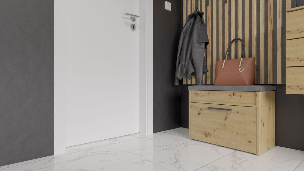 Skobænk med siddeplads og opbevaringsrum, Dybde: 35 cm Bredde: 60 cm Højde: 49 cm