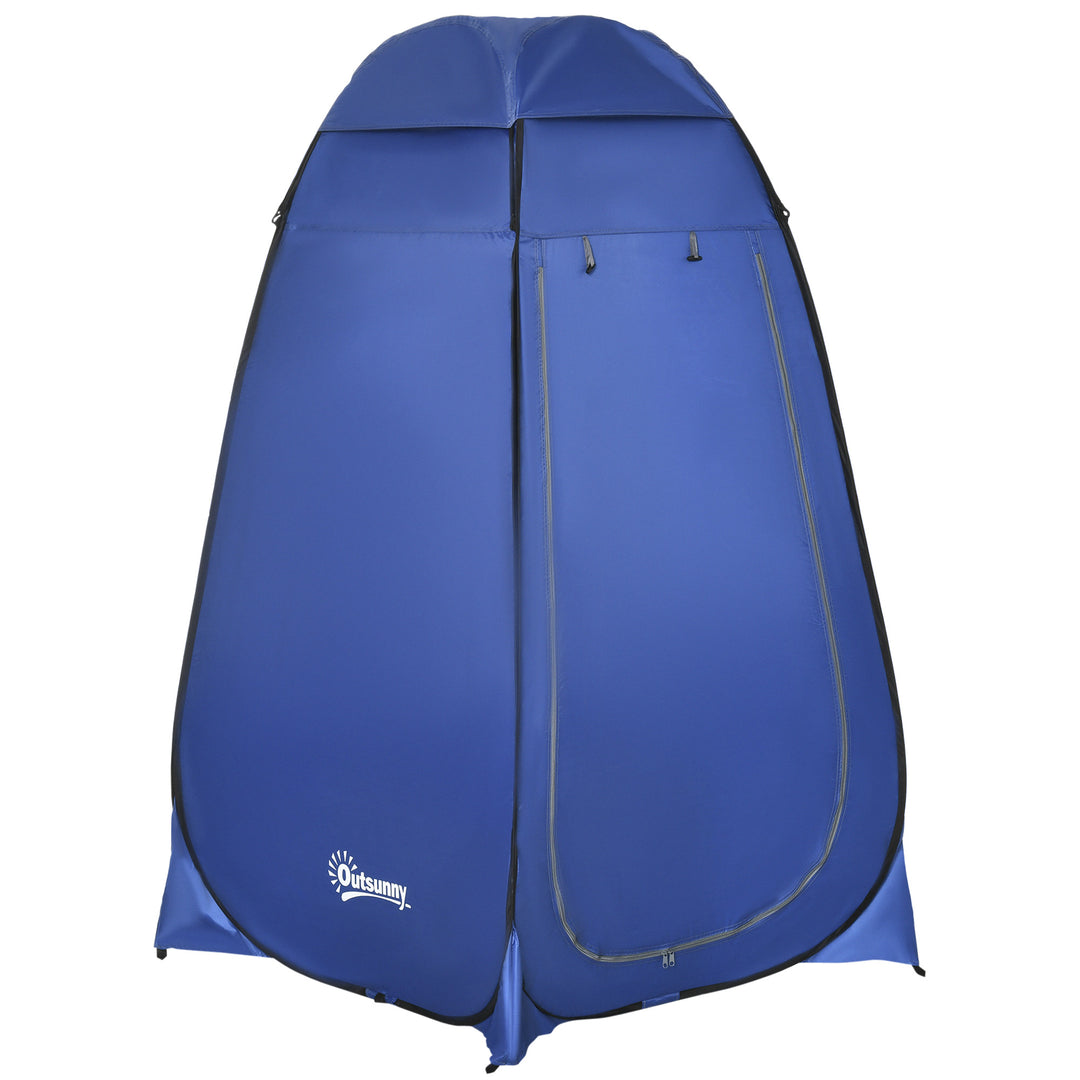 Pop-up toilettelt, mobil camping douchetent, omkleedtelt med indvendig vakuum, douchecabine, kleedcabine, vandtæt, polyester, mørk blå, 120 x 120 x 190 cm