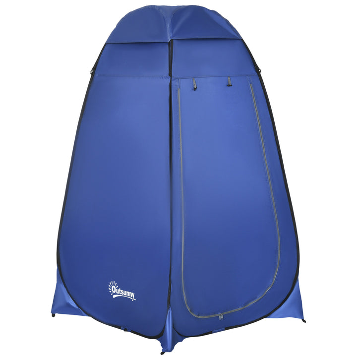 Pop-up toilettelt, mobil camping douchetent, omkleedtelt med indvendig vakuum, douchecabine, kleedcabine, vandtæt, polyester, mørk blå, 120 x 120 x 190 cm