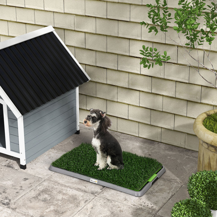 Hundetoilet med kunstgræs, drænhuller, lækagesikker, 67x41x3,5 cm, grøn