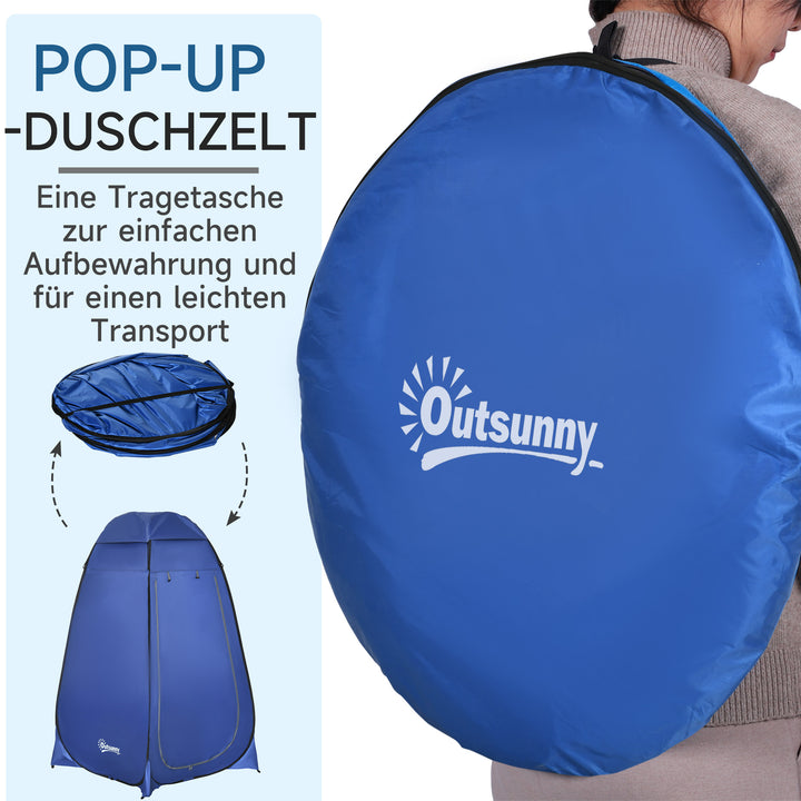 Pop-up toilettelt, mobil camping douchetent, omkleedtelt med indvendig vakuum, douchecabine, kleedcabine, vandtæt, polyester, mørk blå, 120 x 120 x 190 cm
