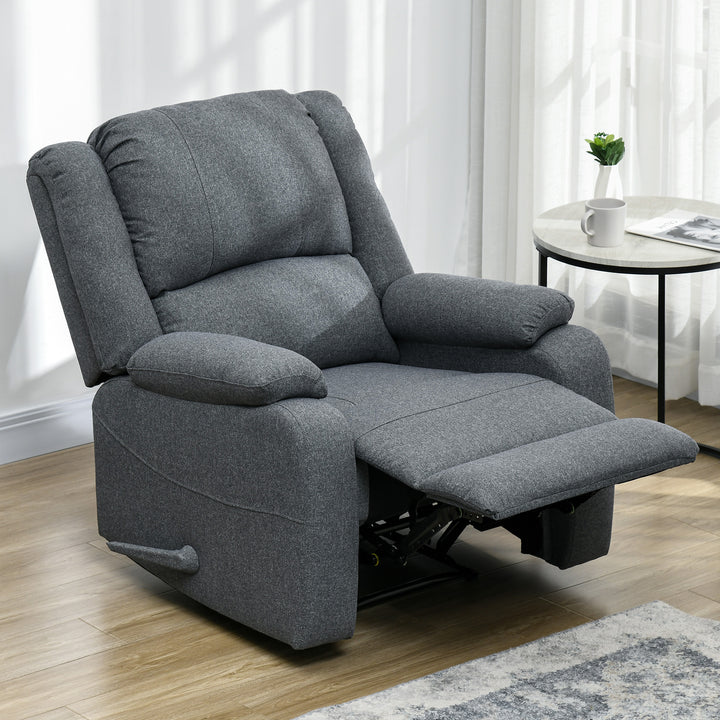 Lænestol med hældningsfunktion og fodstøtte, justerbar, op til 150 kg, stålstel, 90 x 96 x 98 cm, grå