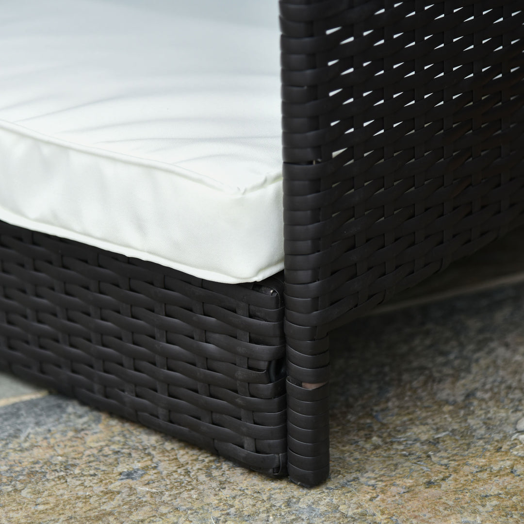 Rattan hundeseng udendørs med tag, forhøjet hundeseng til små og mellemstore hunde, kølende hundeseng med metalramme, hundeseng til udendørs, 69 x 98 x 70 cm, kaffebrun