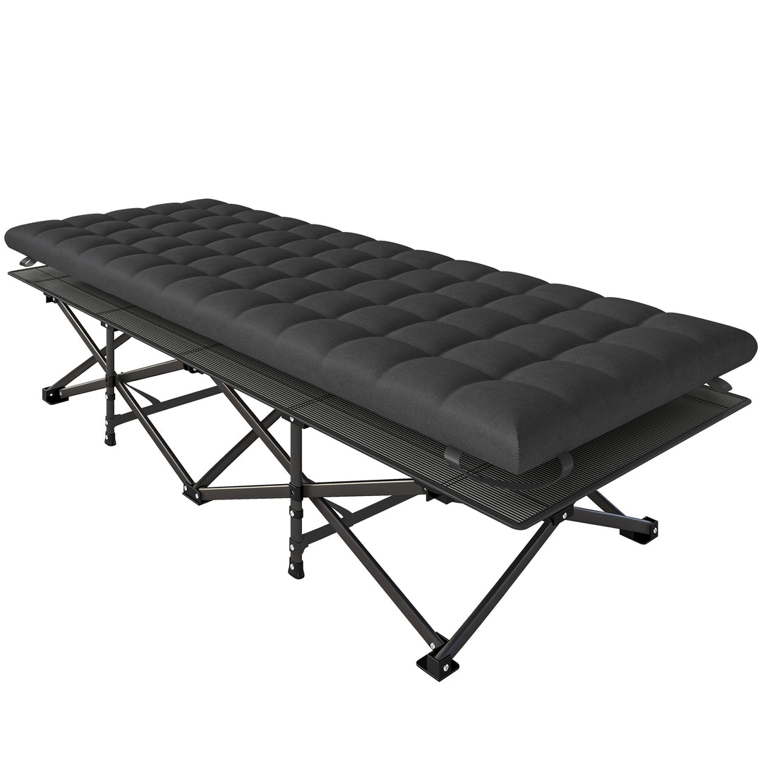 Sammenklappelig campingseng med bæretaske, campingliggestol op til 200 kg, indendørs/udendørs brug, 200 x 80 x 40 cm, sort