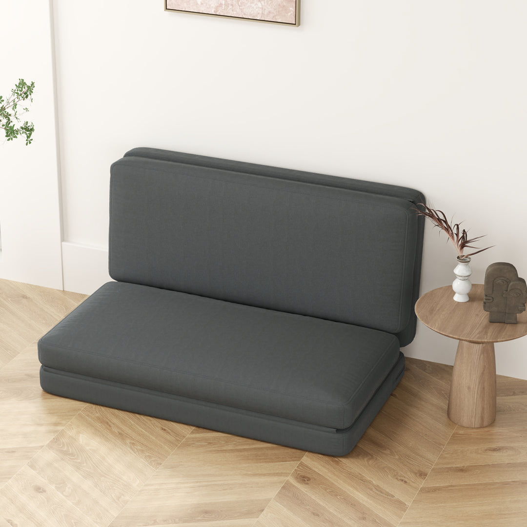 3-I-1 foldbar lænestol med gæstemadras, delbar, 138 cm bred, mørkegrå