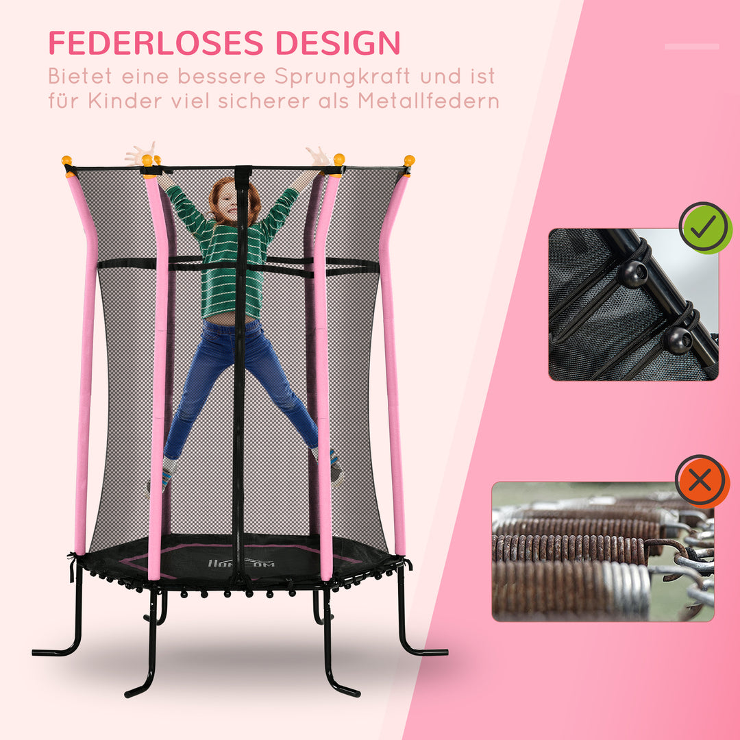 Trampolin til børn, 163,5 cm, med sikkerhedsnet, polstret, stål, lasteevne op til 50 kg