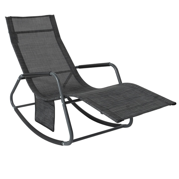 Liggestol / gyngestol til haven, B57 x D145 x H84 cm, sort