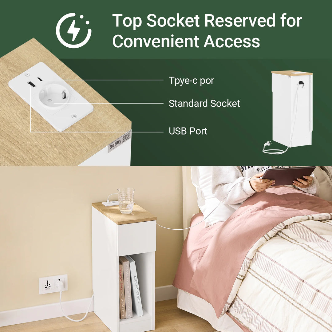 Pladsbesparende sengebord i skandi-stil, B20 x D35 x H60 cm