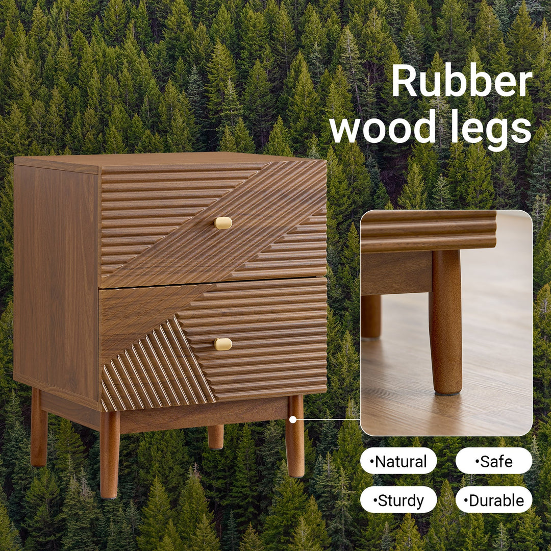 Vintage natbord 45x58 cm – brun opbevaring med 2 skuffer