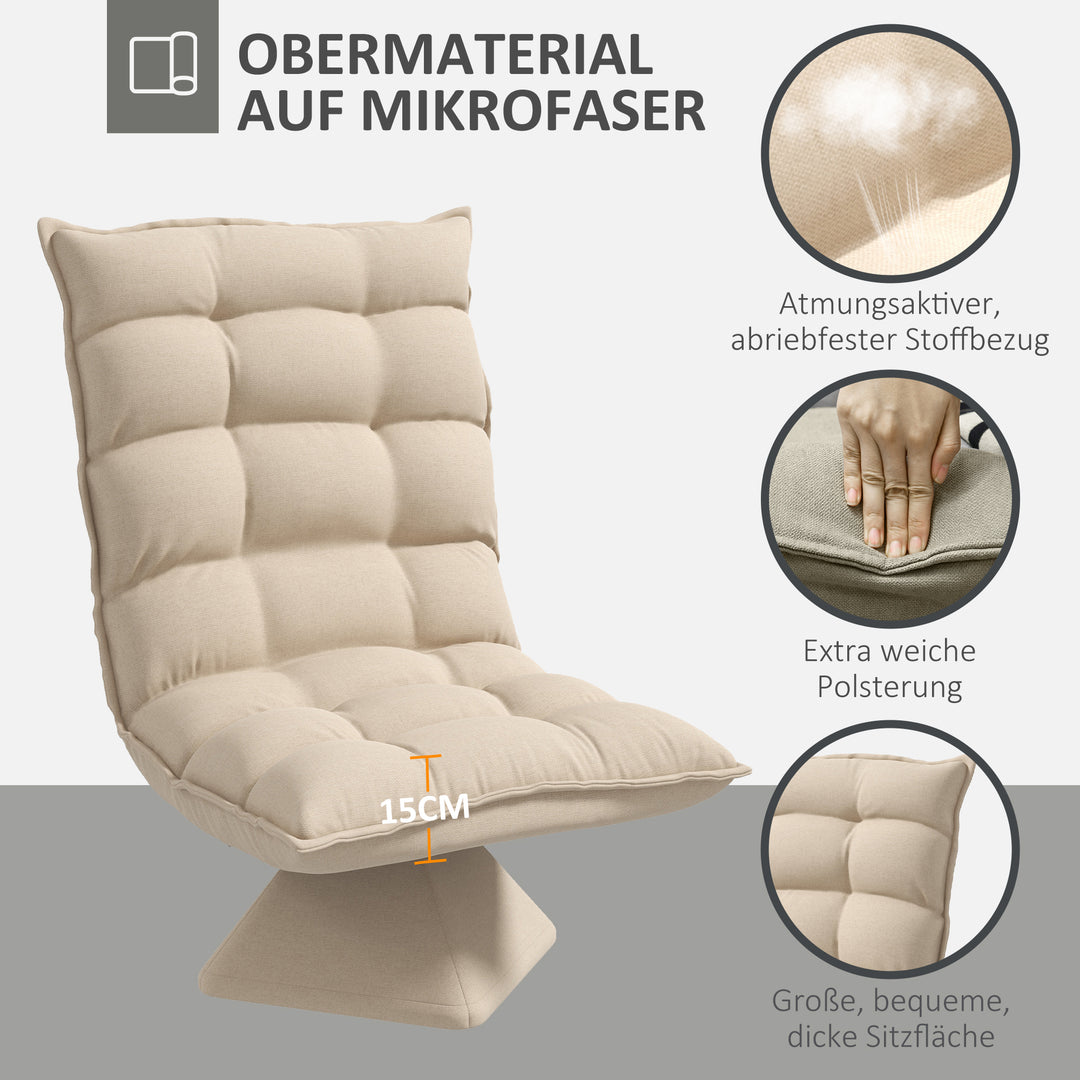 Hvilestol med drejefunktion, linnedlook, 62 cm x 70 cm x 95 cm, beige