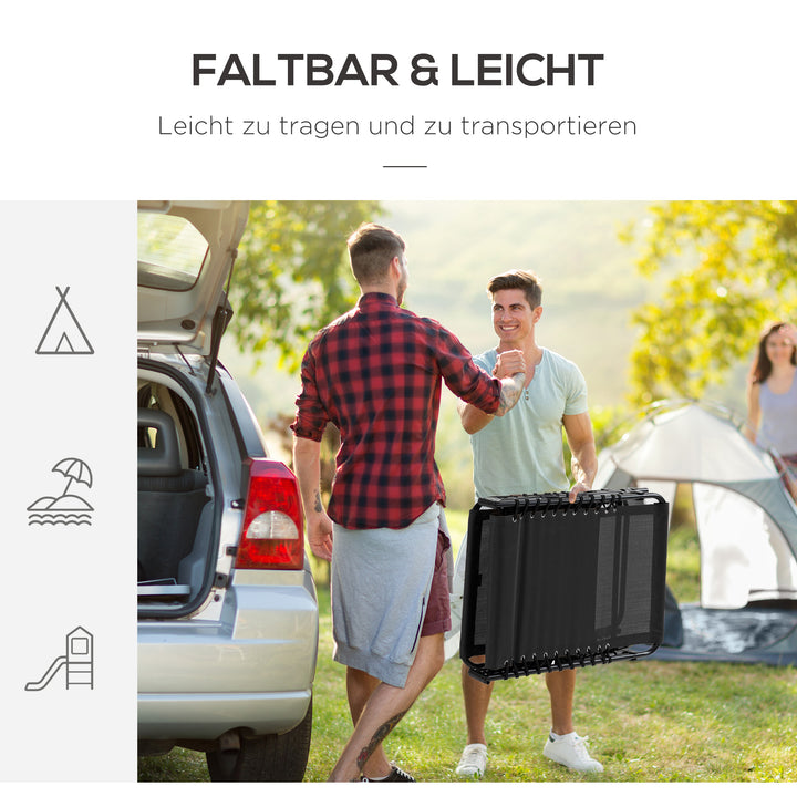 Liggestol, foldbar liggestol med nakkepude, stålstel, betræk af netstof, 120 kg lasteevne, sort
