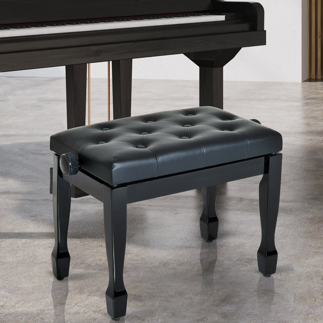 Klaverstol, højdejusterbar, klaverbænk med kunstlæderhynde, keyboardstol til klaver og keyboard, 64 x 35 x 45-55 cm, sort