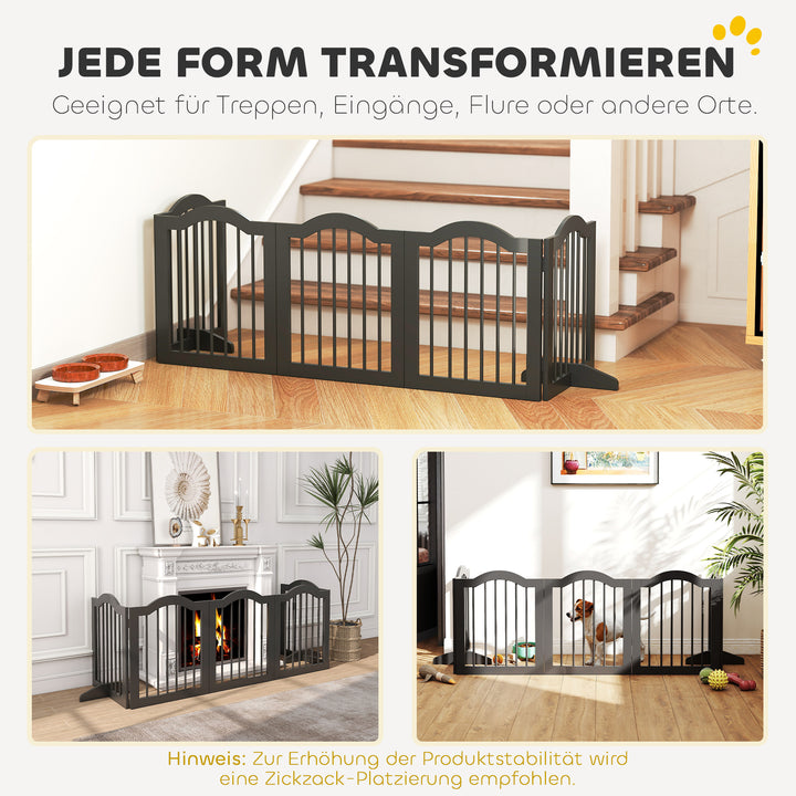 Fritstående hundegitter med fødder, foldbart, 5 paneler, 261,5 x 29,5 x 61 cm, sort