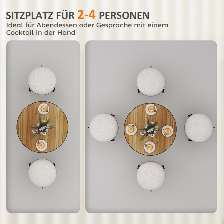 Rundt spisebord, egetræslook, kompakt design, til 2-4 personer, eg