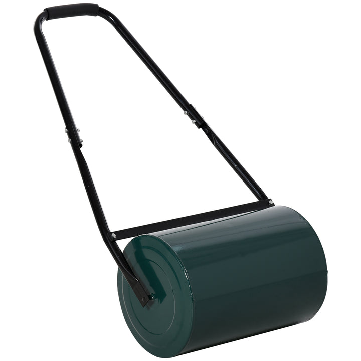 Plænetromle havetromle med u-håndtag 31 cm diameter 30 cm arbejdsbredde 40 l vand/sandpåfyldning metal grøn