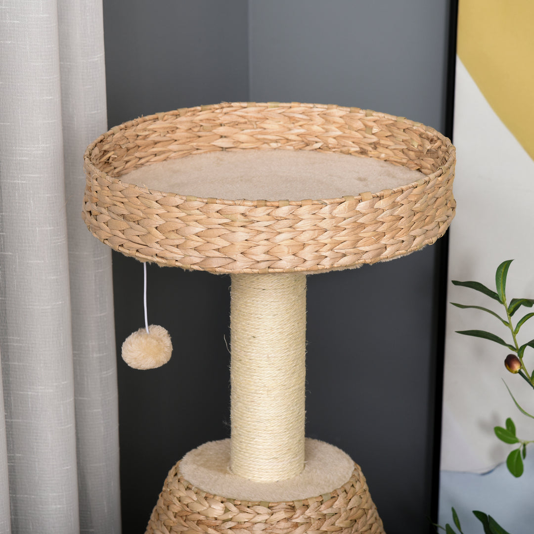 Kradsetræ til katte, kradsetræ til killinger med kattehulebold, sisal, blødt plys, højde 82,5 cm, gul