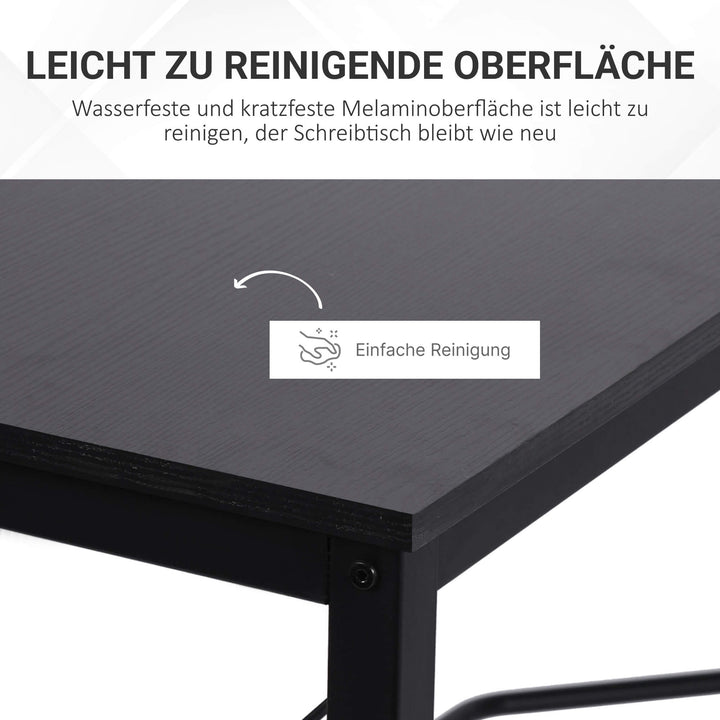 Computerbord l-formet hjørnebord mdf sort 150 x 150 x 76 cm