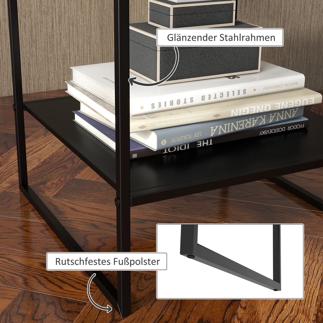 Sidebord i industrielt design, sofabord, natbord, 1 hylde, sort