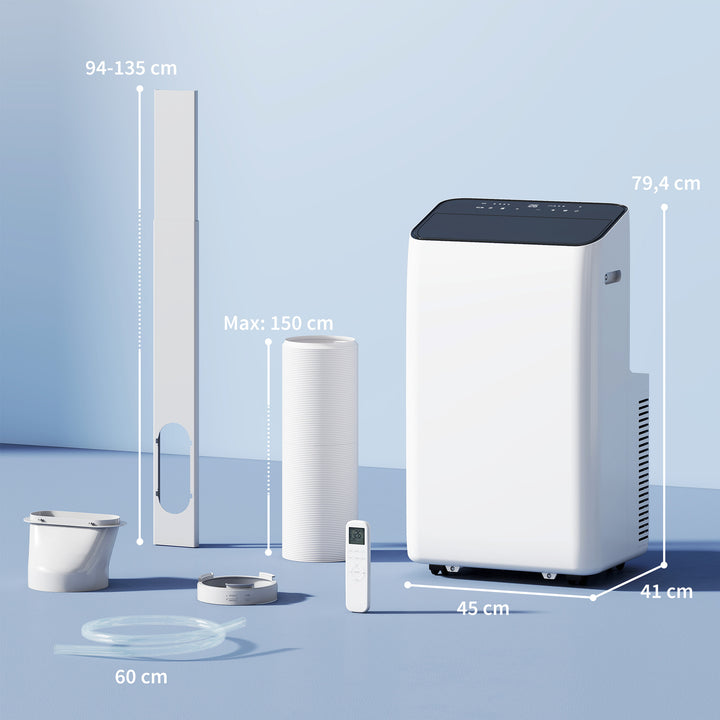 Bærbart klimaanlæg 12.000 BTU med inverterteknologi, klimaanlæg med 60° drejefunktion, 24-timers timer, fjernbetjening