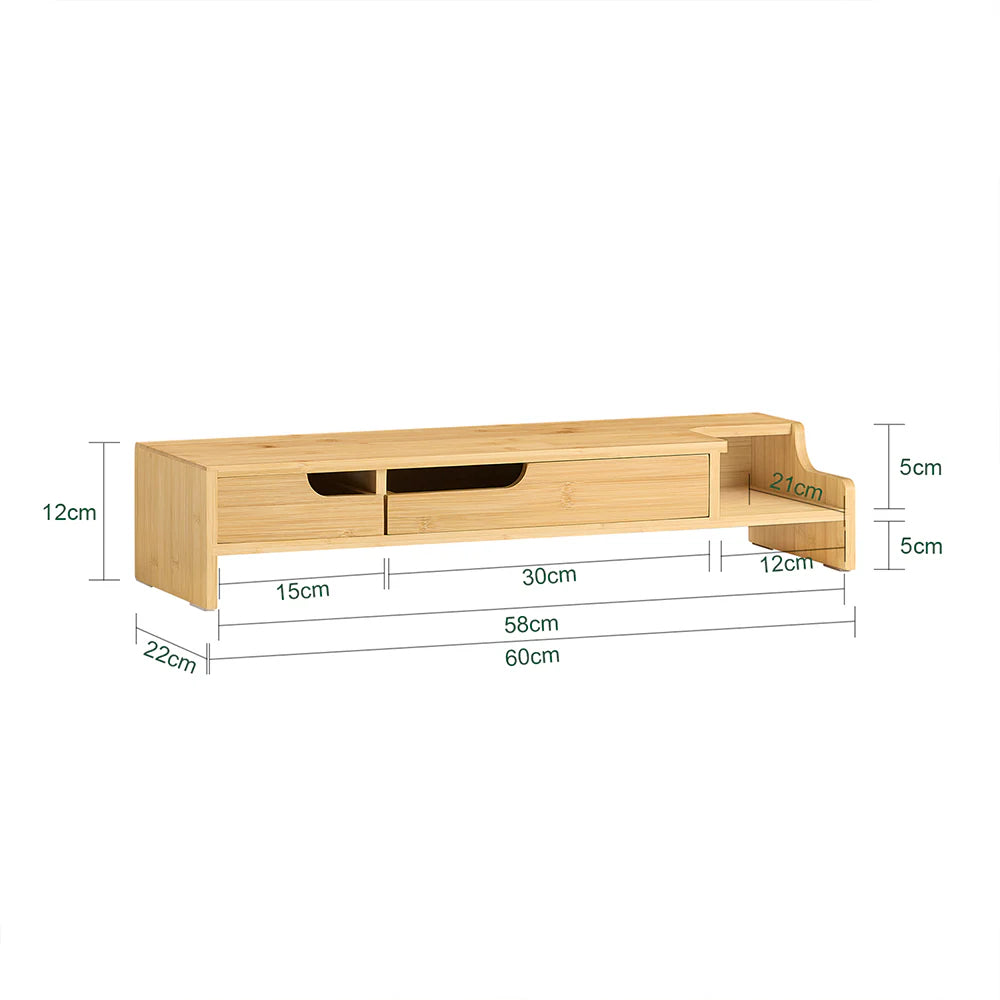 Elegant og ergonomisk skærmstander, 60x22x12 cm, naturfarvet