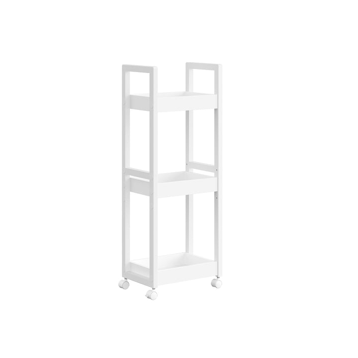 3-trins opbevaringsvogn til badeværelse eller køkken i bambus og MDF, mål: 20 x 30 x 80 cm