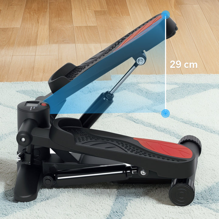 Mini Stepper, Kompakt Stepper-enhed til Træning, Fitness Stepper med LCD-skærm og Skridsikre Pedaler, Sort