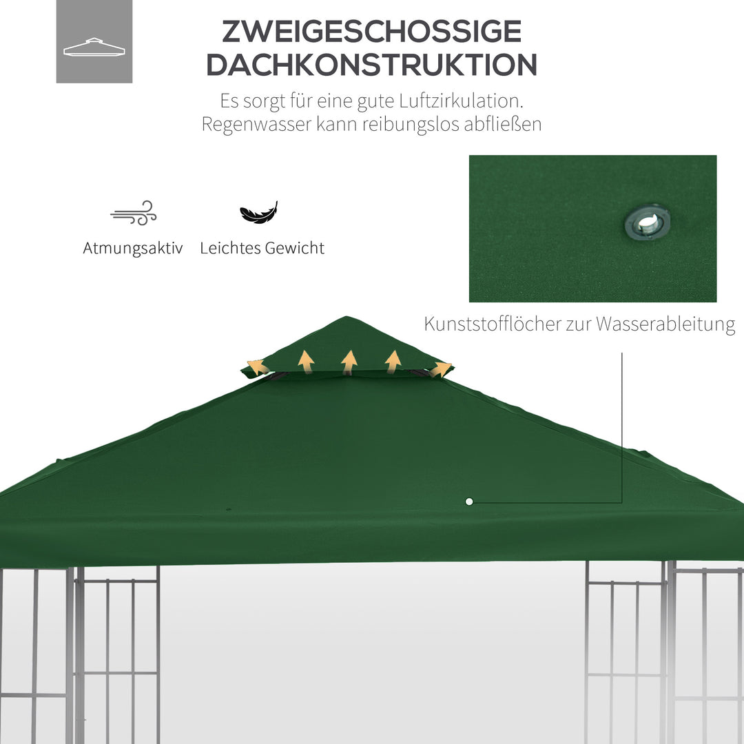 Udskiftningstag til pavillon 3x3m vandafvisende pavillontag til metalpavillon pavillon udskiftningstag havepavillon festtelt havetelt polyester mørkegrøn