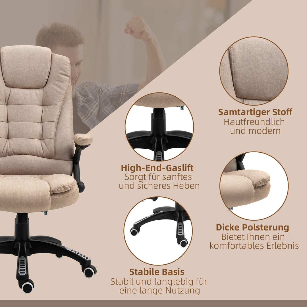 Massagestol med varmefunktion, ergonomisk skrivebordsstol, højdejusterbar, 68l x 72b x 110-120 cm, brun