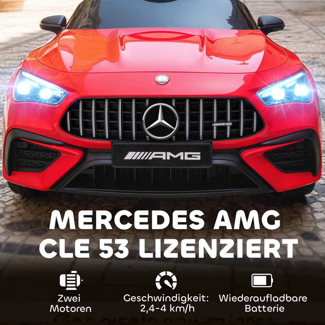 Børne elbil, Mercedes design, 12V motor, fjernbetjening, LED-lys, musik, til børn i alderen 3-6 år, rød