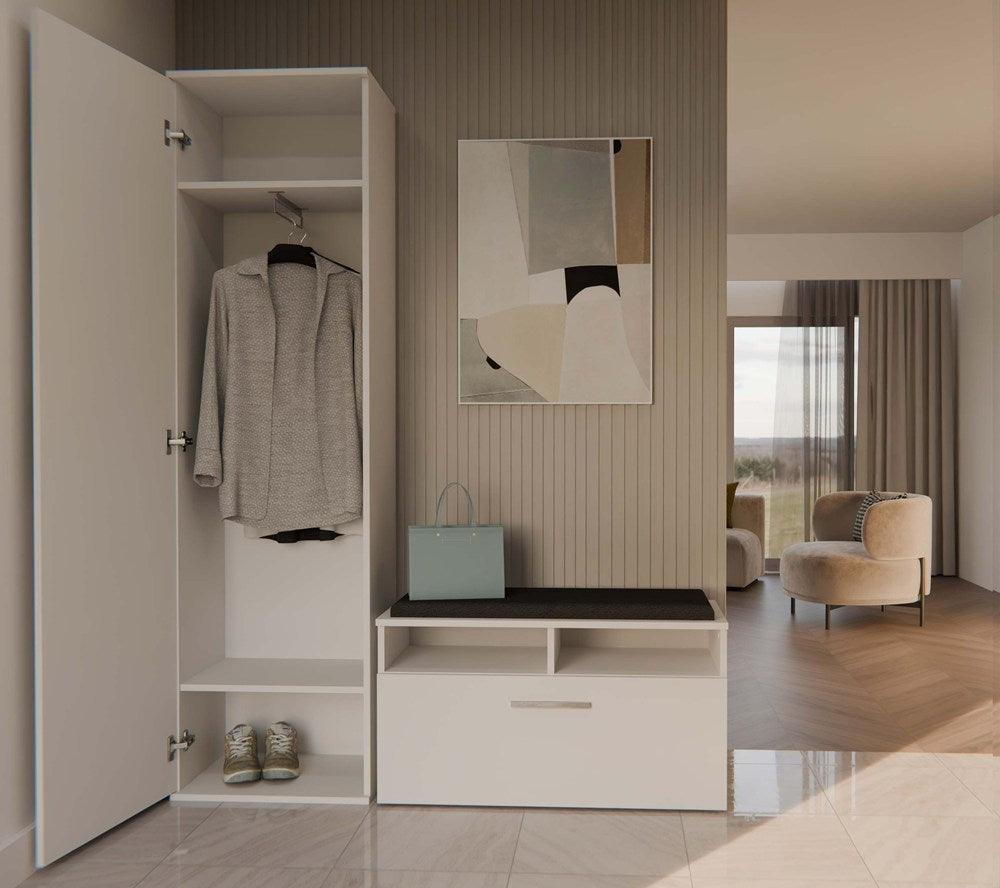 Klædeskab, Dybde: 35 cm Bredde: 50 cm Højde: 180 cm, hvid