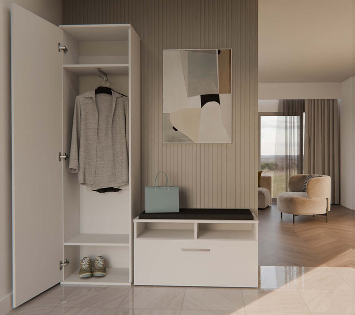 Klædeskab, Dybde: 35 cm Bredde: 50 cm Højde: 180 cm, hvid