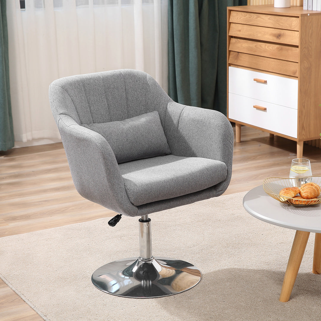 Arbejdsskammel drejeskammel op til 136 kg, højdejusterbar, hørlignende polyester, stål, grå, 60 x 60 x 79-91 cm