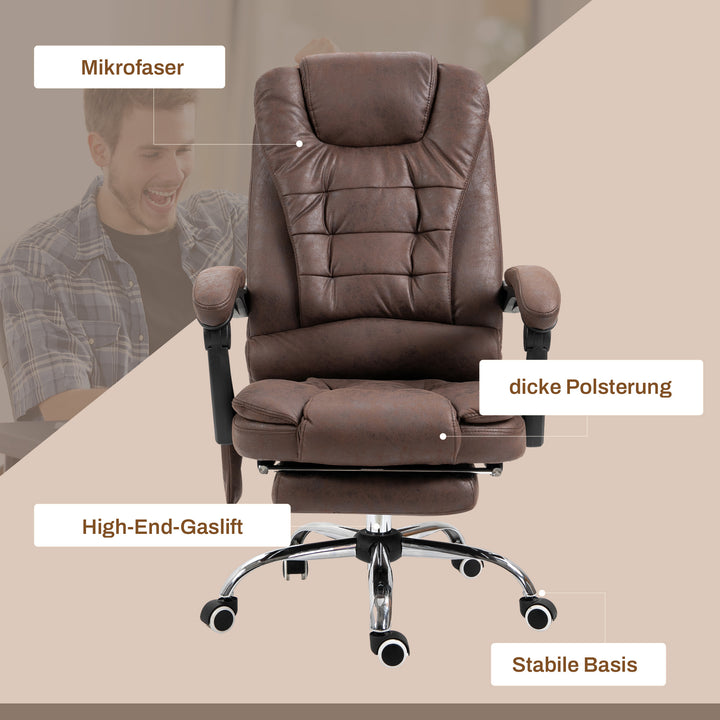 Massagekontorstol, lænefunktion og varmefunktion, drejelig, ergonomisk, op til 120 kg, brun