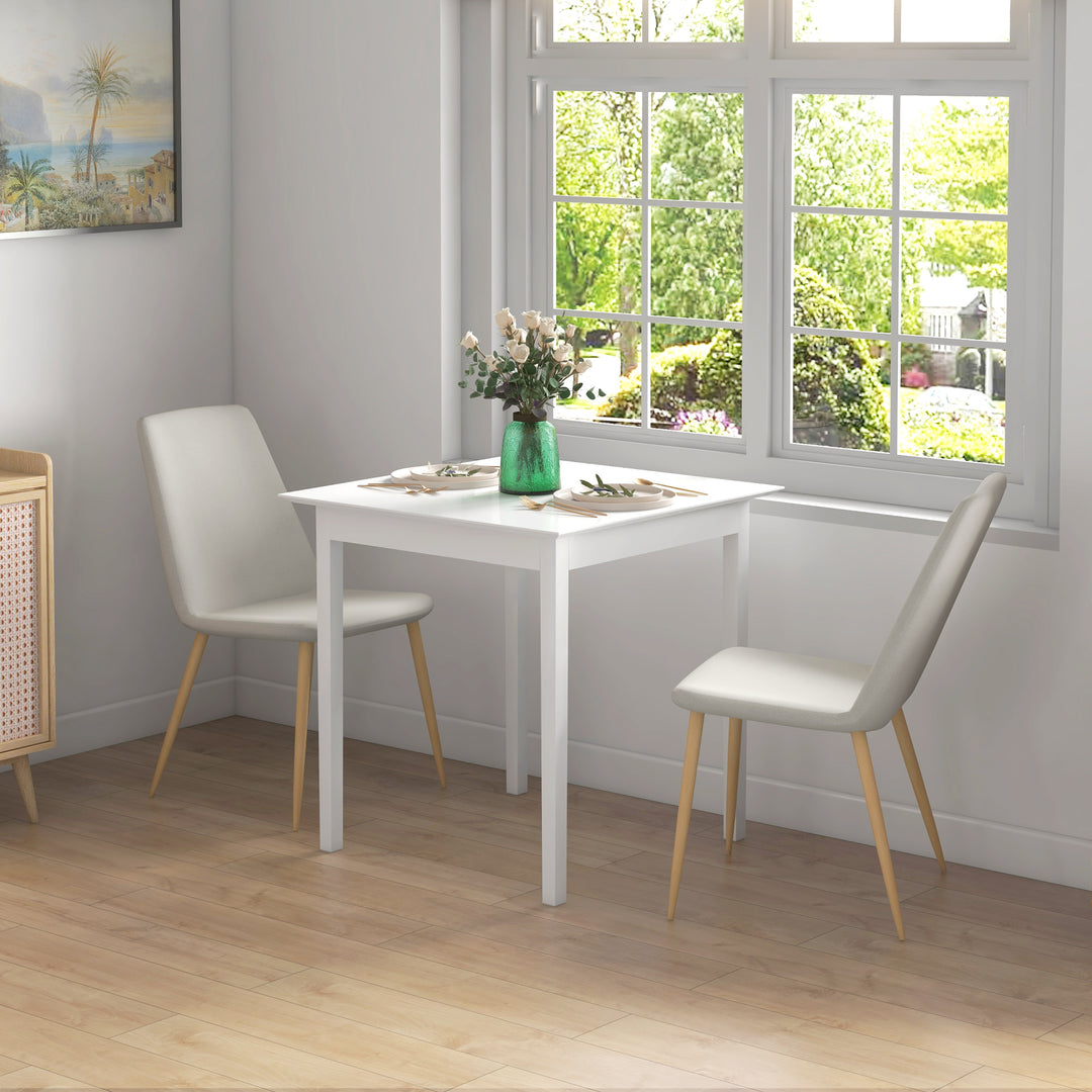 Køkkenbord spisebord firkantet bord, moderne design, 75 cm x 75 cm x 76 cm, hvid